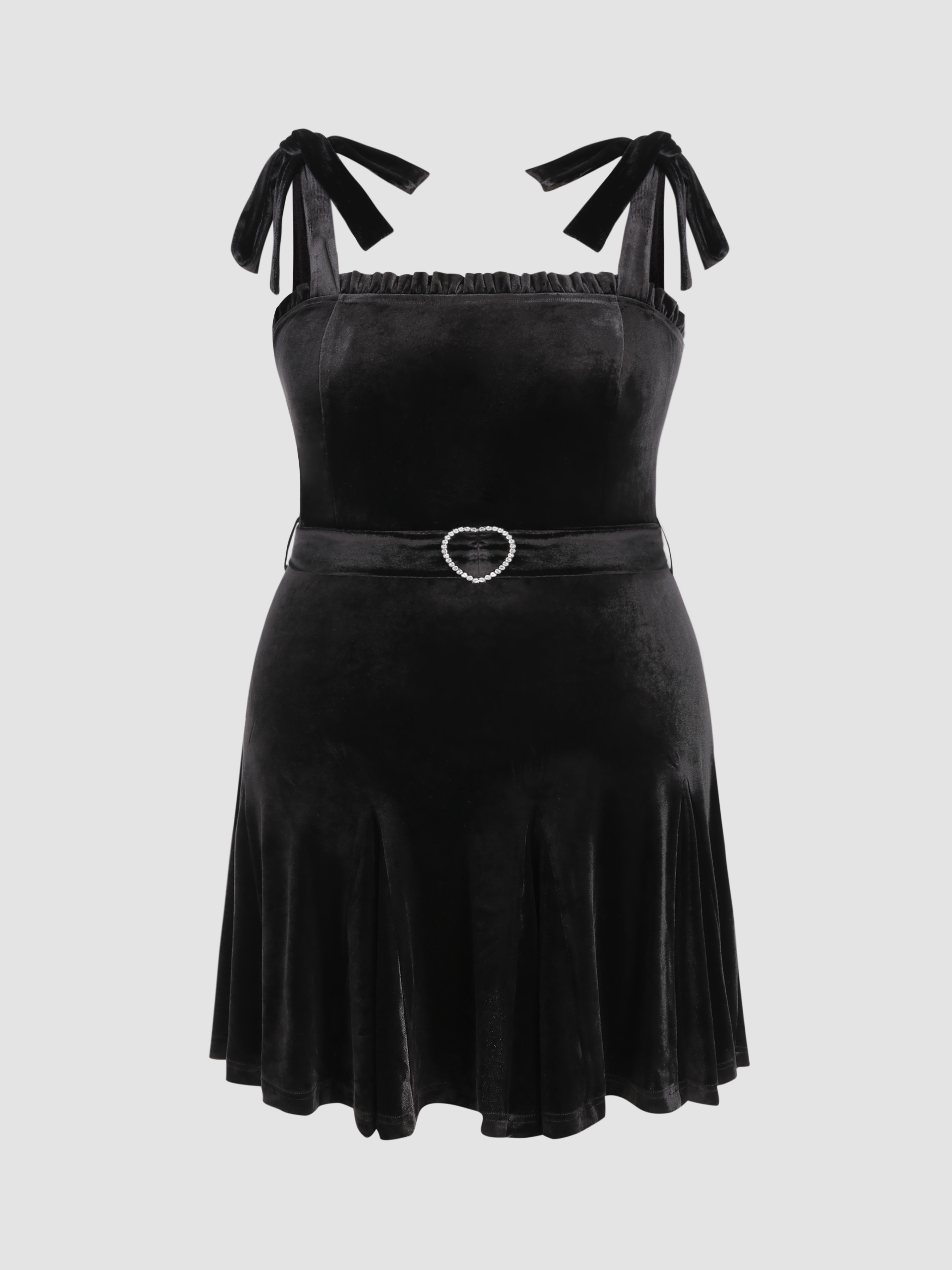 Crimson Cut | Black Velvet Floral Long-Sleeved Ruffled Bodycon Mini Dress main image 0