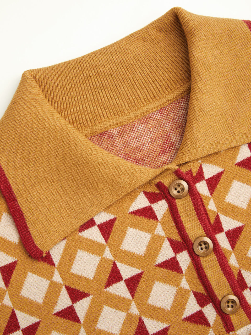 Strickkragen Geometrisch Knopf Kurzärmliges Oberteil Kurve & Plus