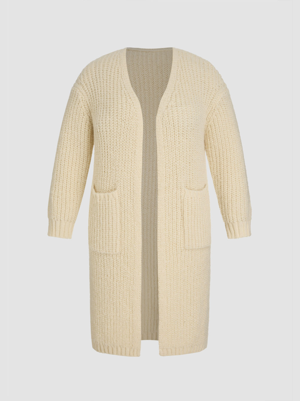  Wollmischung Liebling Solid Tasche Lange Strickjacke Mit Schal Kurve & Plus