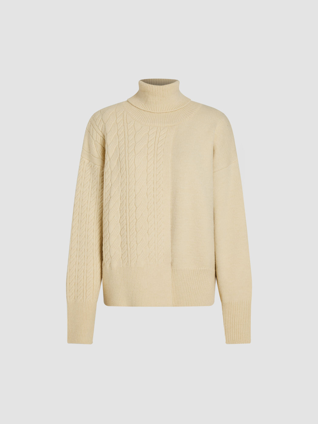High Neck Asymmetrical Knitted Long Sleeve Top
