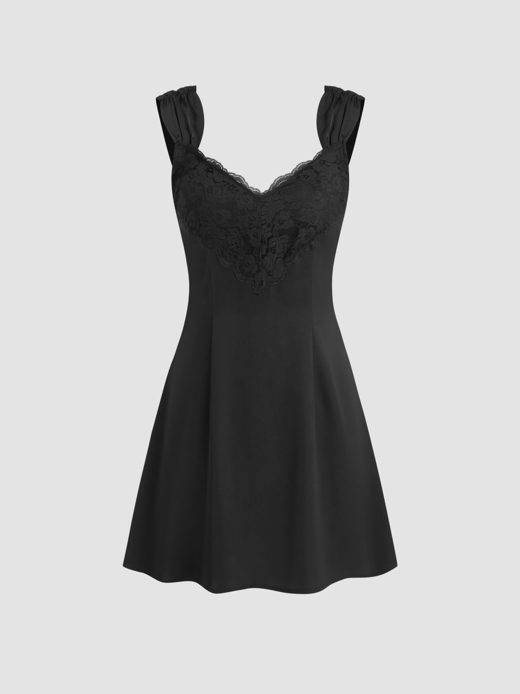  Satin Sweetheart Hals Floral Spitze Minikleid
