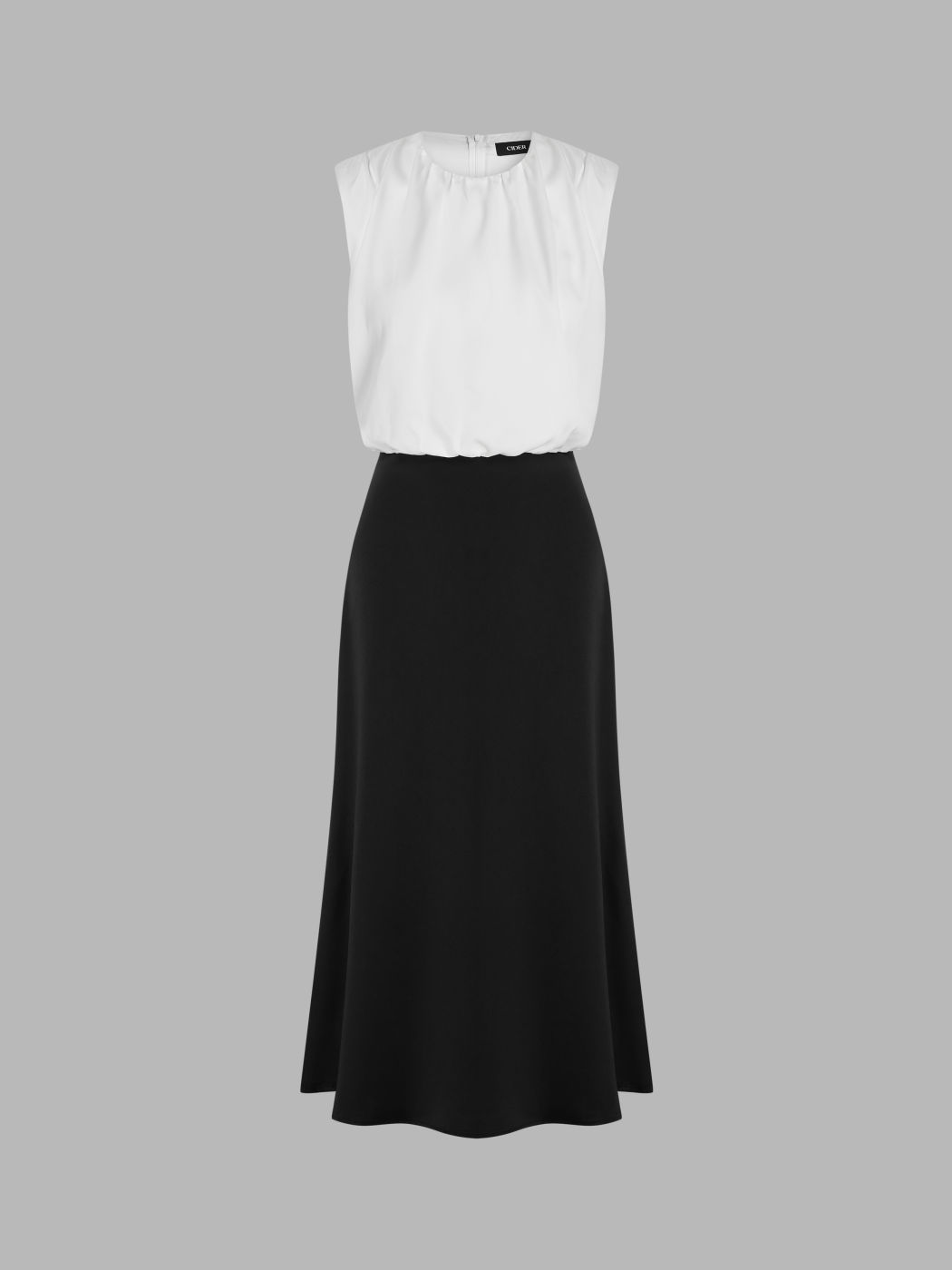  Rundhals ärmelloses Rüschen Midikleid