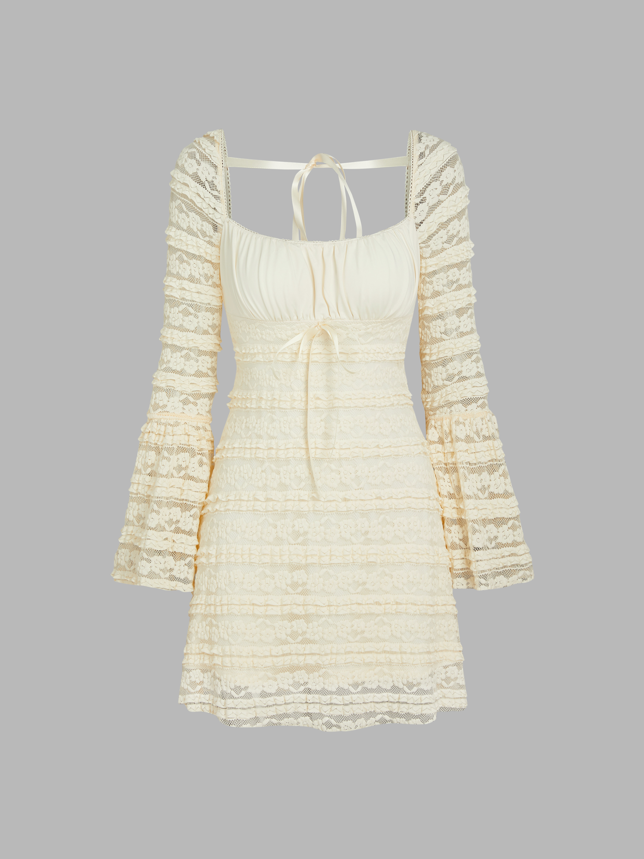Jacquard Mini Dress With Bow Back Detail