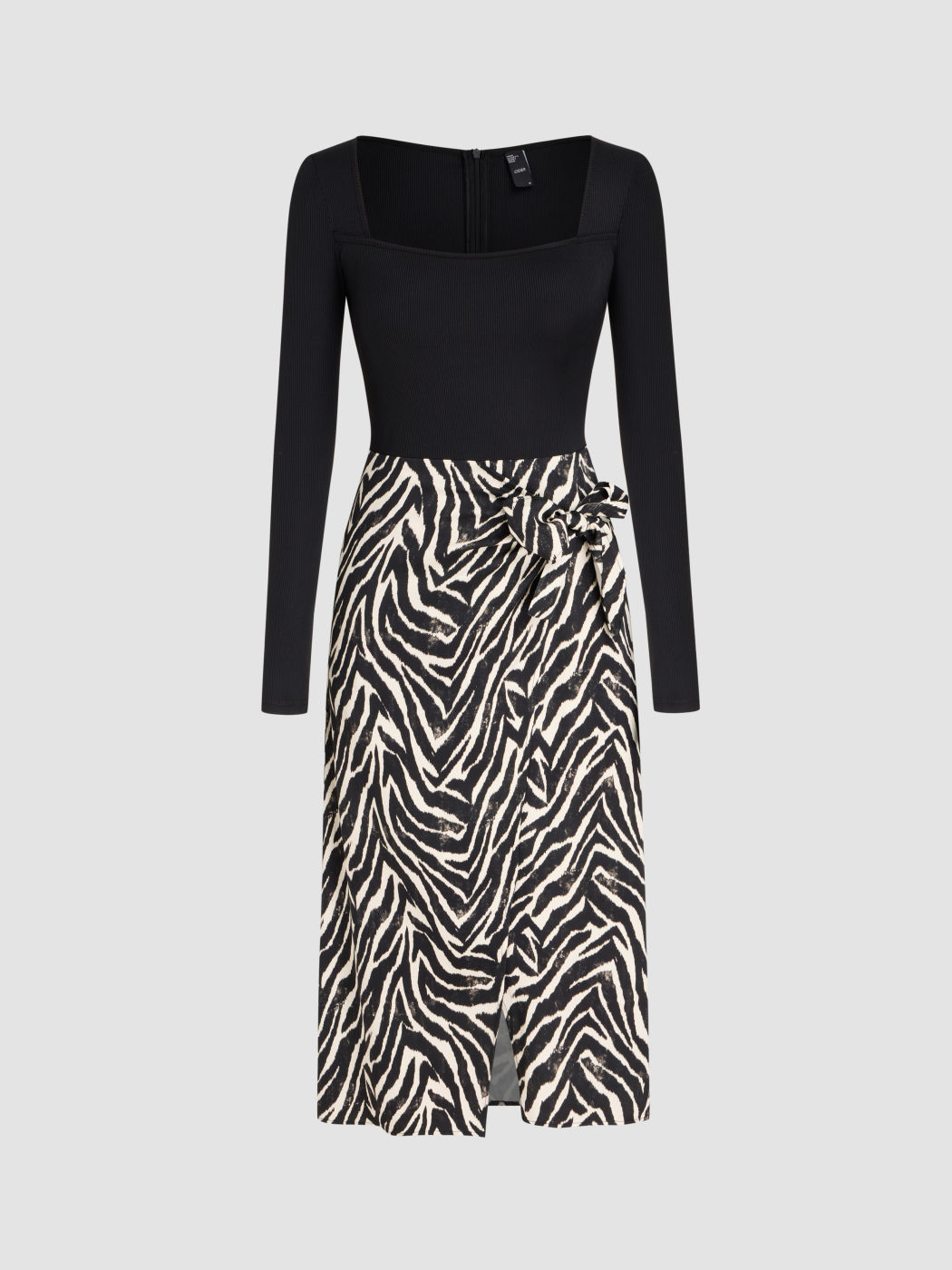 Square Neck Leopard Cut Out Elastic Waist Dress