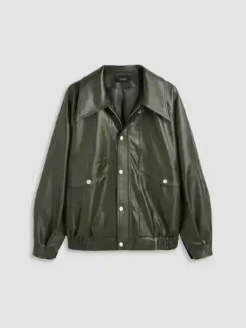 Faux-Leder-Zipperjacke