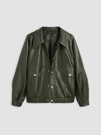Faux-Leder-Zipperjacke