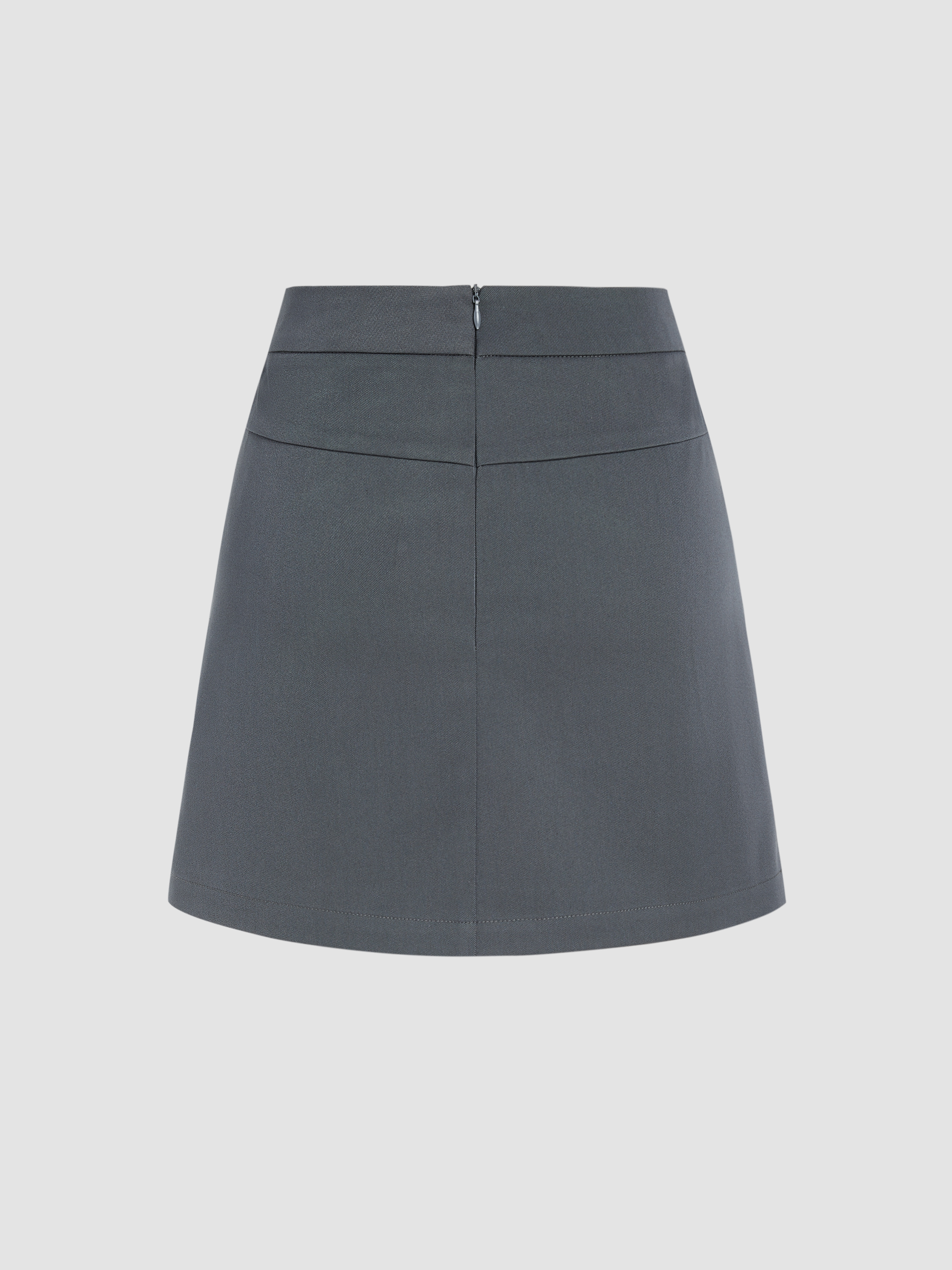 Woven Middle Waist Solid Zipper Mini Skirt For Work Daily Casual