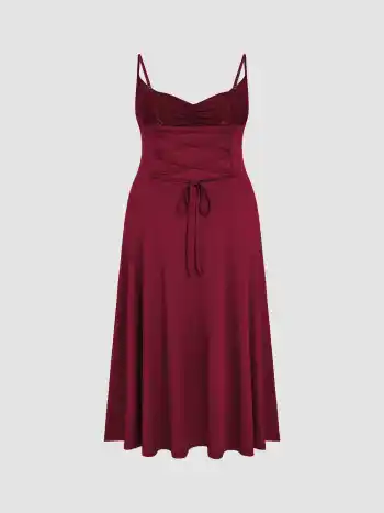 Cowl Neck Solid Ruched Maxikleid Kurve & Plus