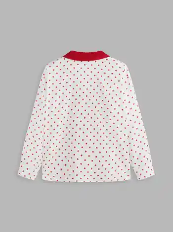  Kragen Tupfen Pyjama-Oberteil Kurve & Plus