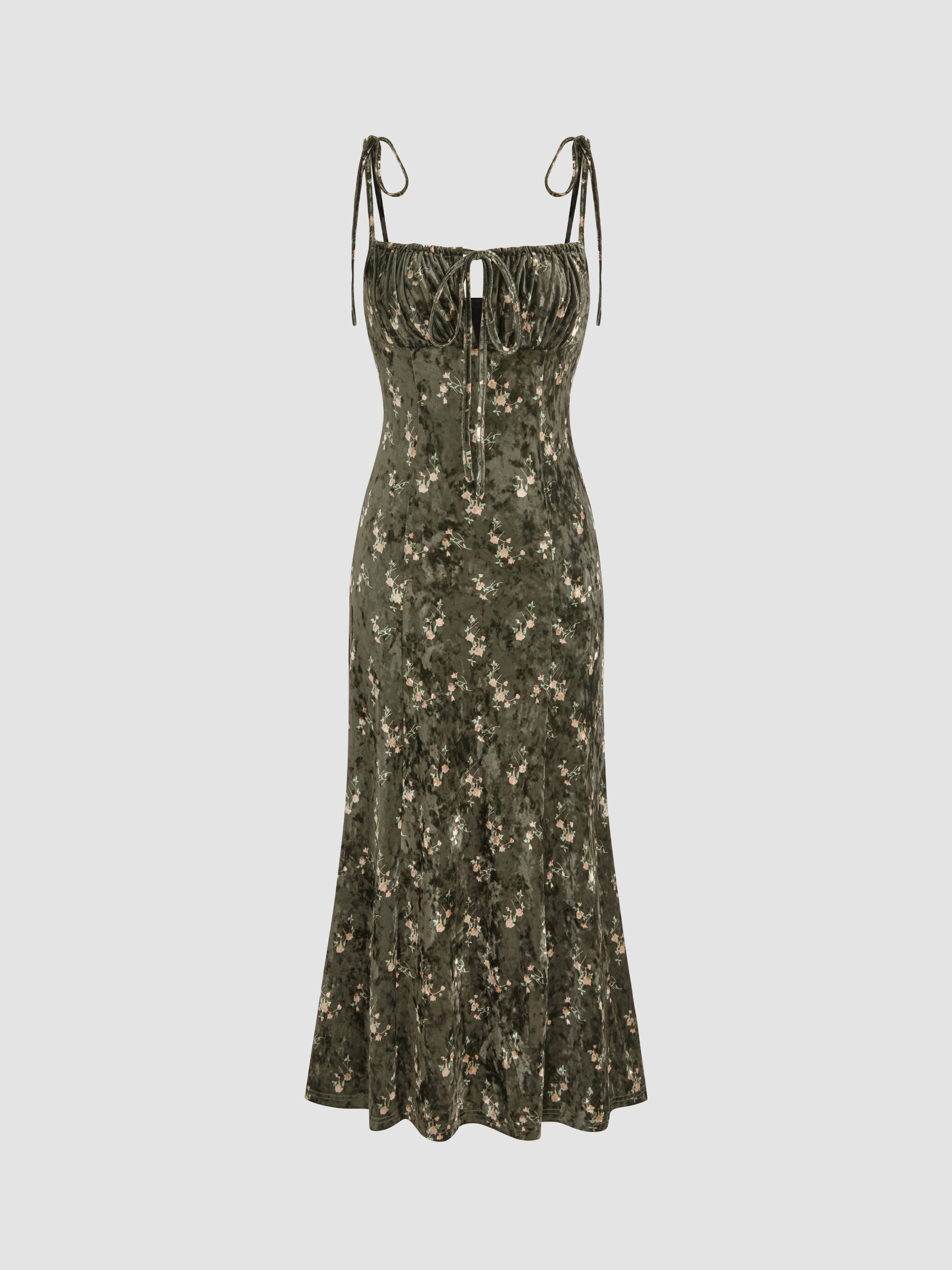 Eveline Velvet Square Neck Tiered Mini Dress