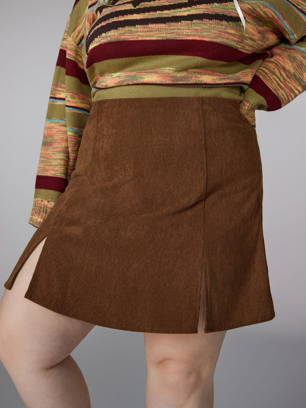 Corduroy High Waist Split Skort Curve & Plus