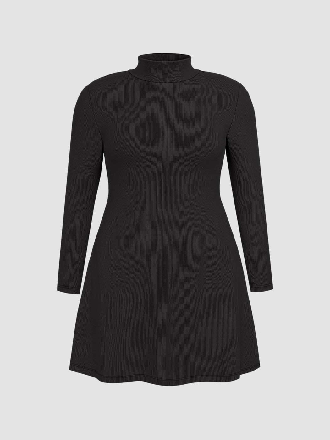  Vestido Mini Sólido de Cuello Alto Curvy