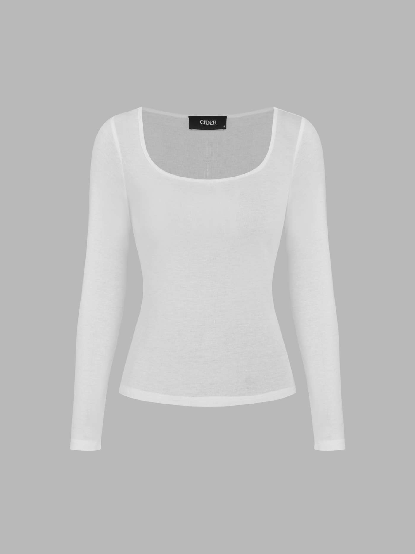Square Neck Solid Long Sleeve Top