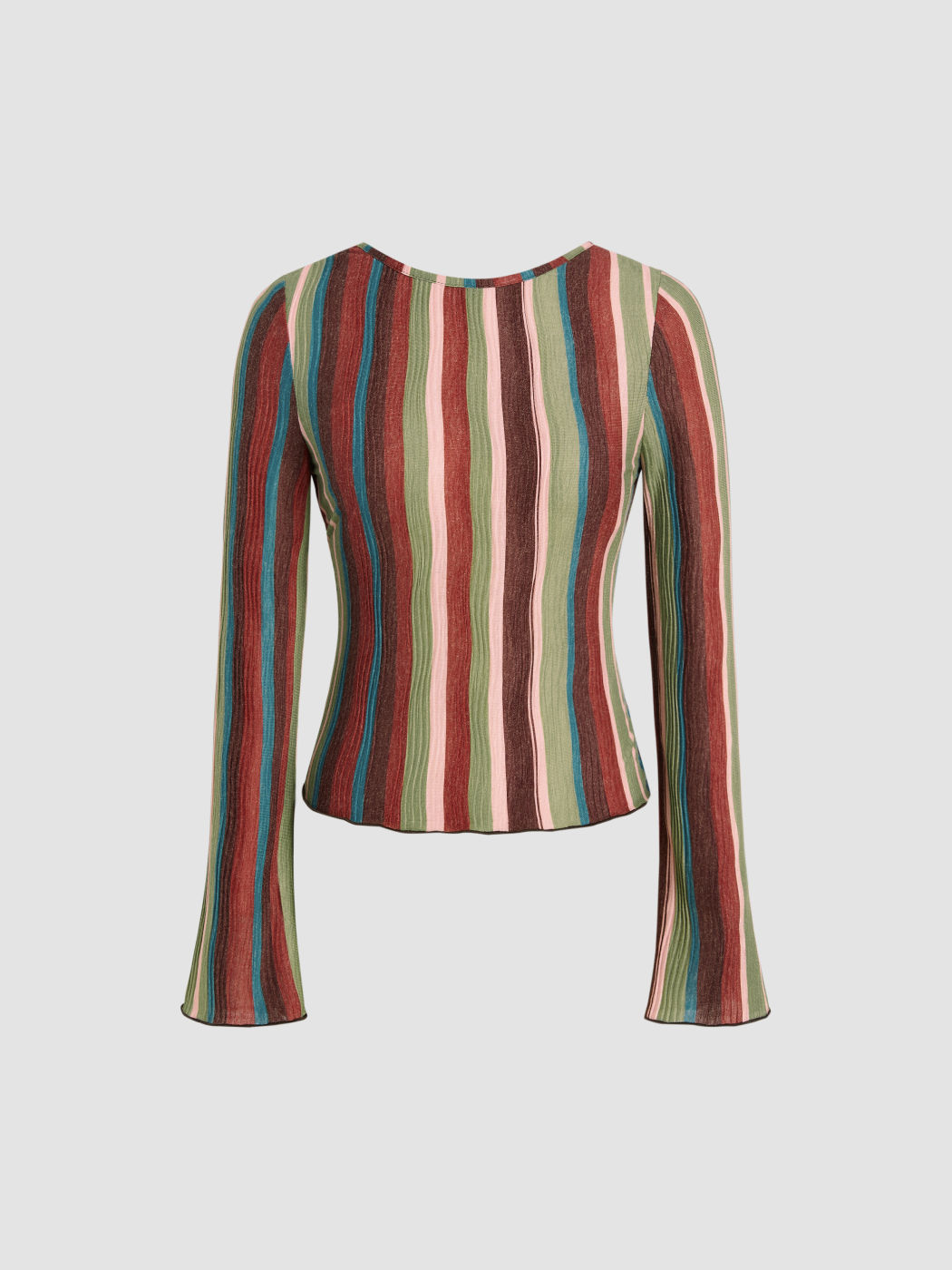 Knit Round Neck Retro Stripe Long Sleeve Top