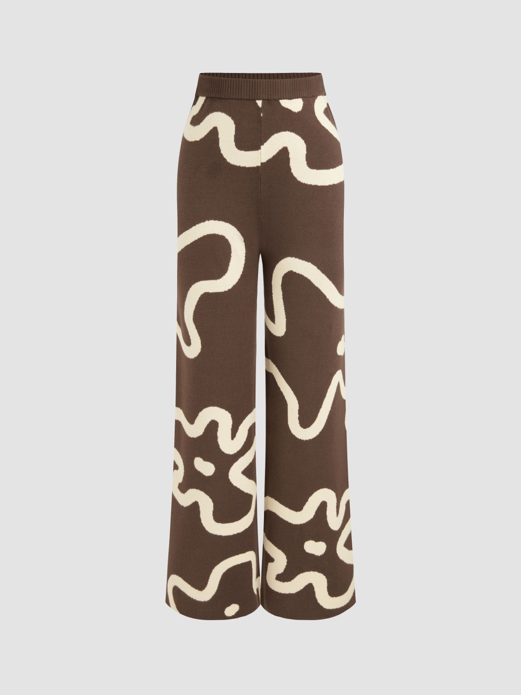 High Waist Floral Straight Leg Trousers