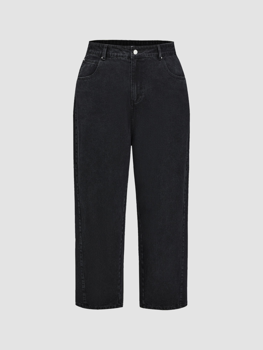 Jeans-Hochbundhosen mit Taschen und schmalerem Beinabschluss Kurve & Plus
