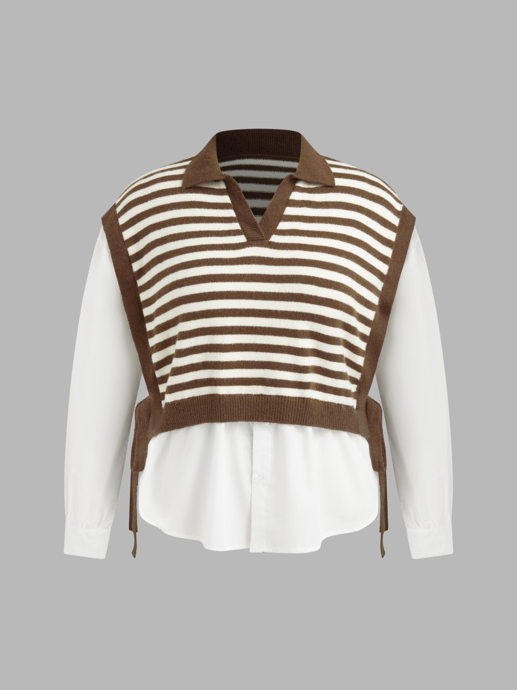 Polo Gestreiftes Langärmliges Strickoberteil Kurve & Plus