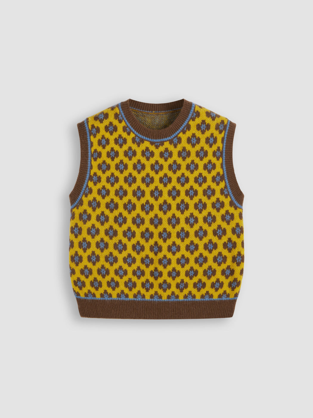 Geometric Contrasting Binding Knitted Crop Vest