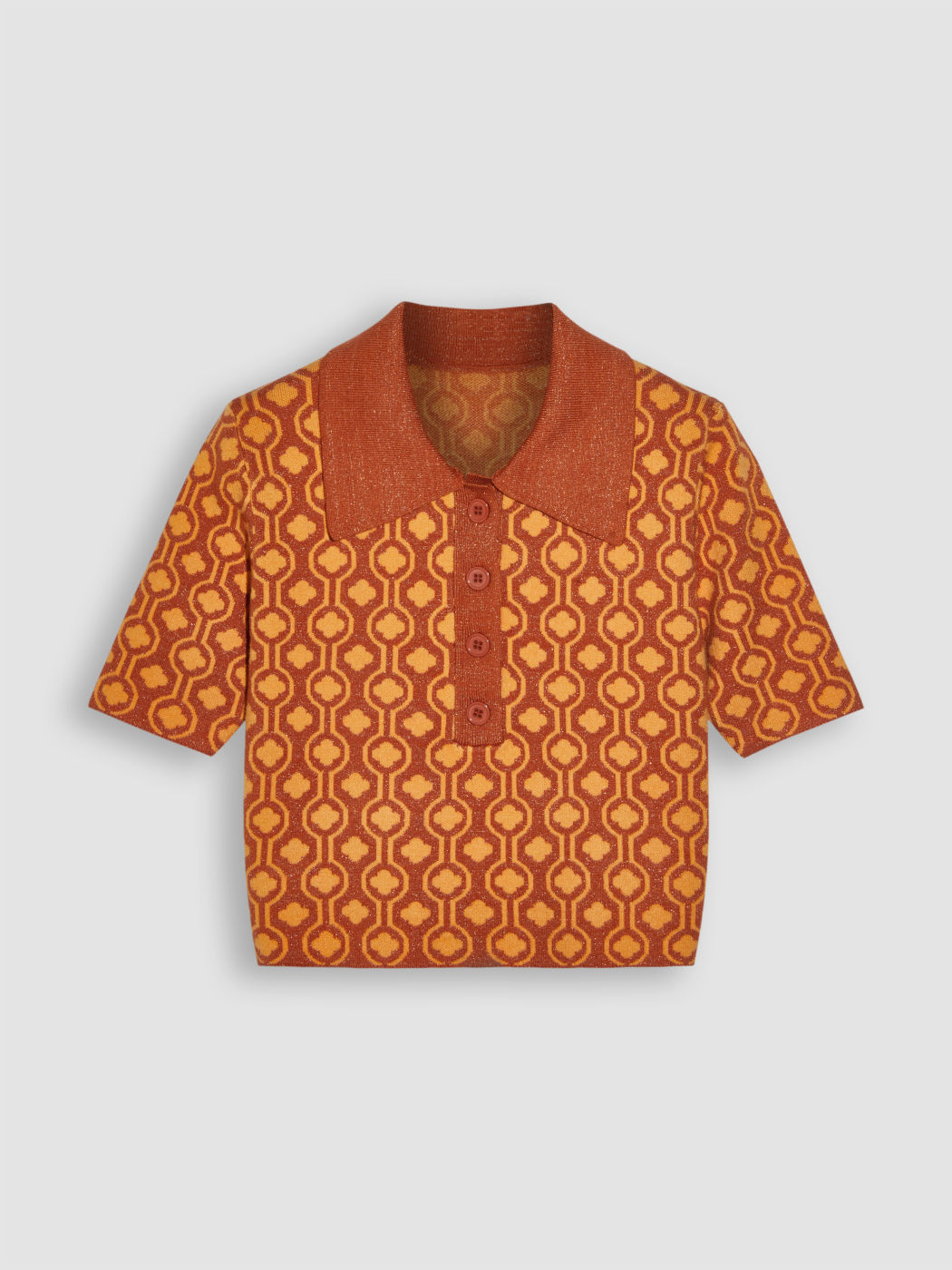  Polo Geometrische Kurzärmlige Strickoberteile Crop Top