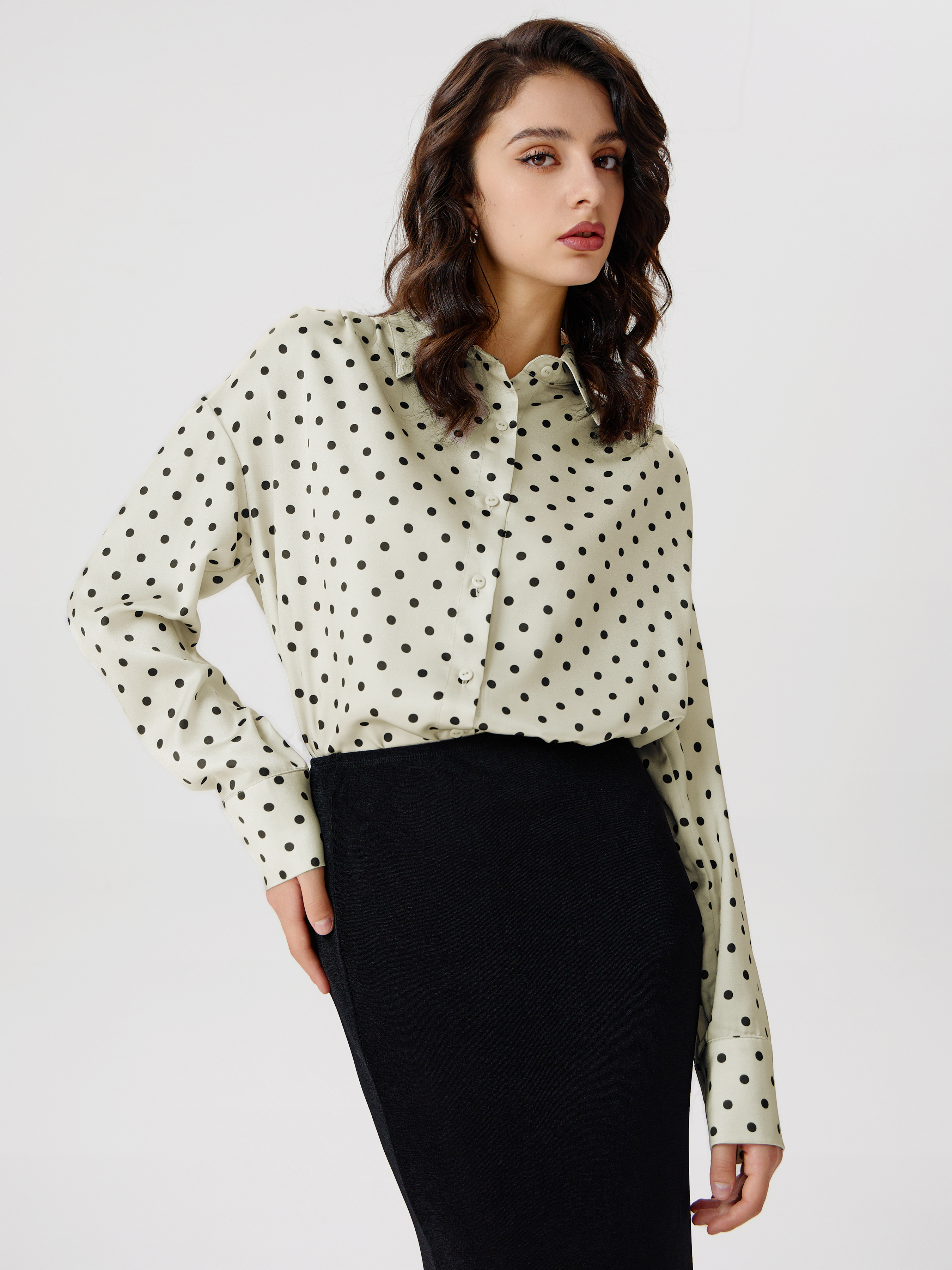 polka dot satin top