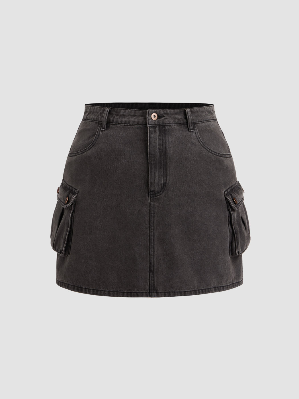 Denim High Waist Cargo Mini Skirt Curve & Plus