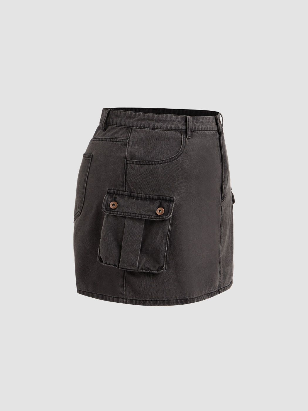 Denim High Waist Cargo Mini Skirt Curve & Plus