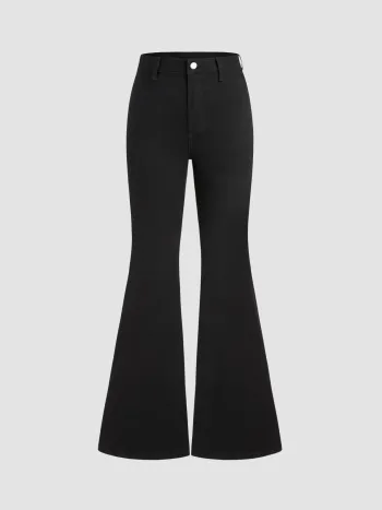 High Stretch Denim High Waist Flared Jeans