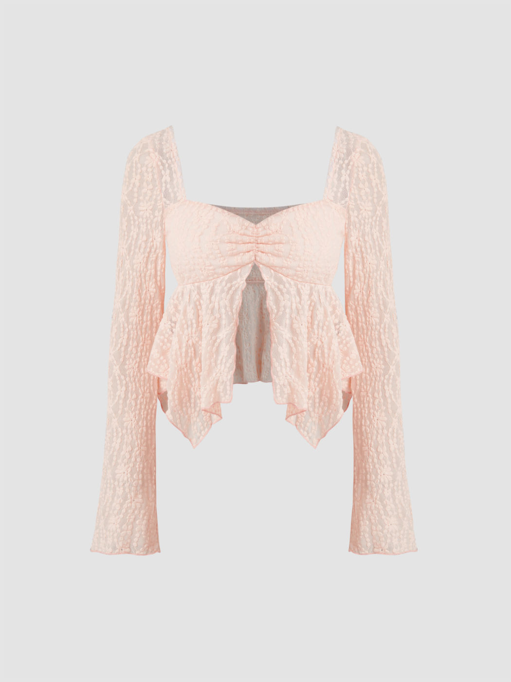 Sweetheart Lace Bell Sleeve Blouse