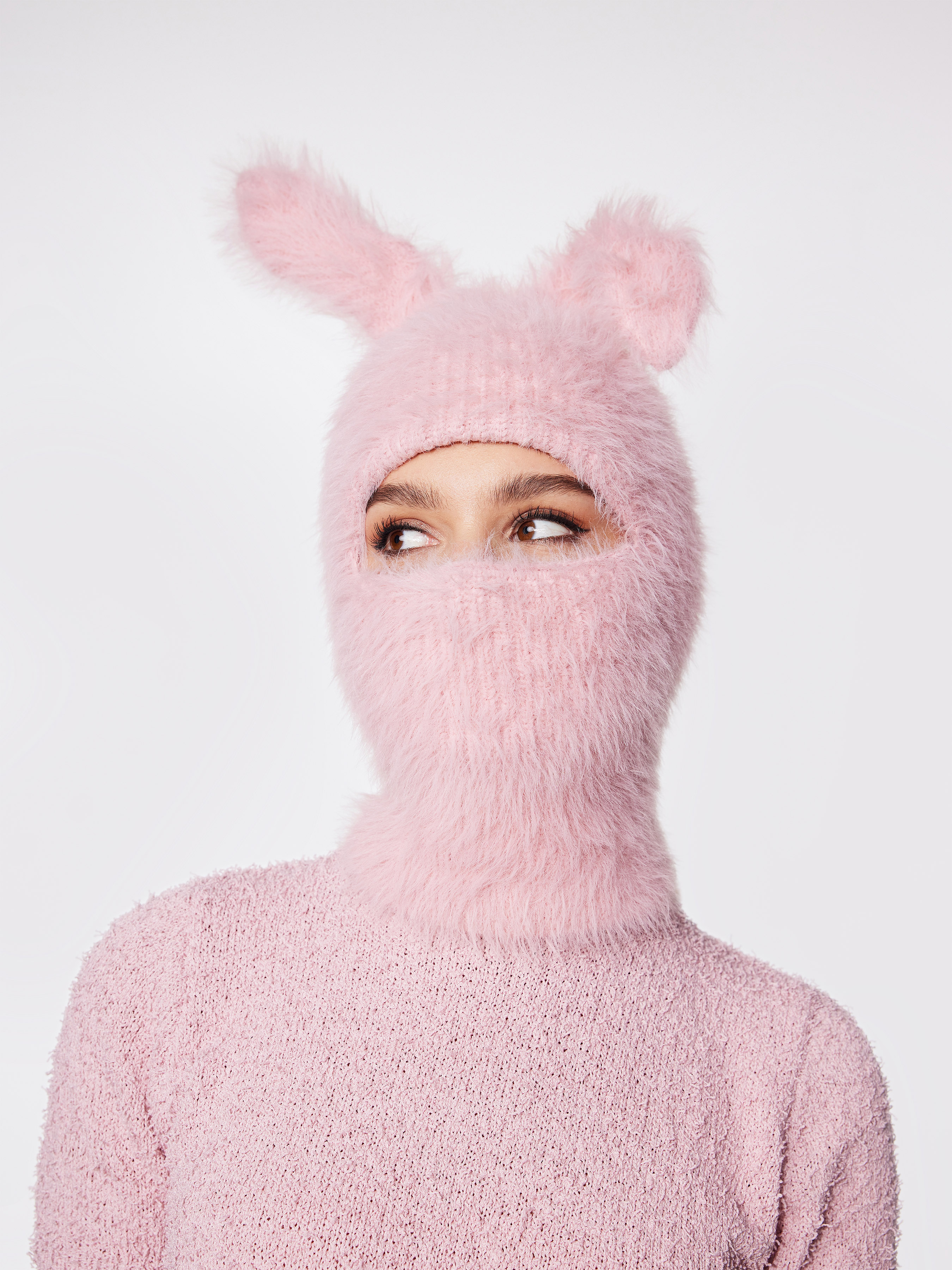 Rabbit Ear Mohair Plush Warm Balaclava