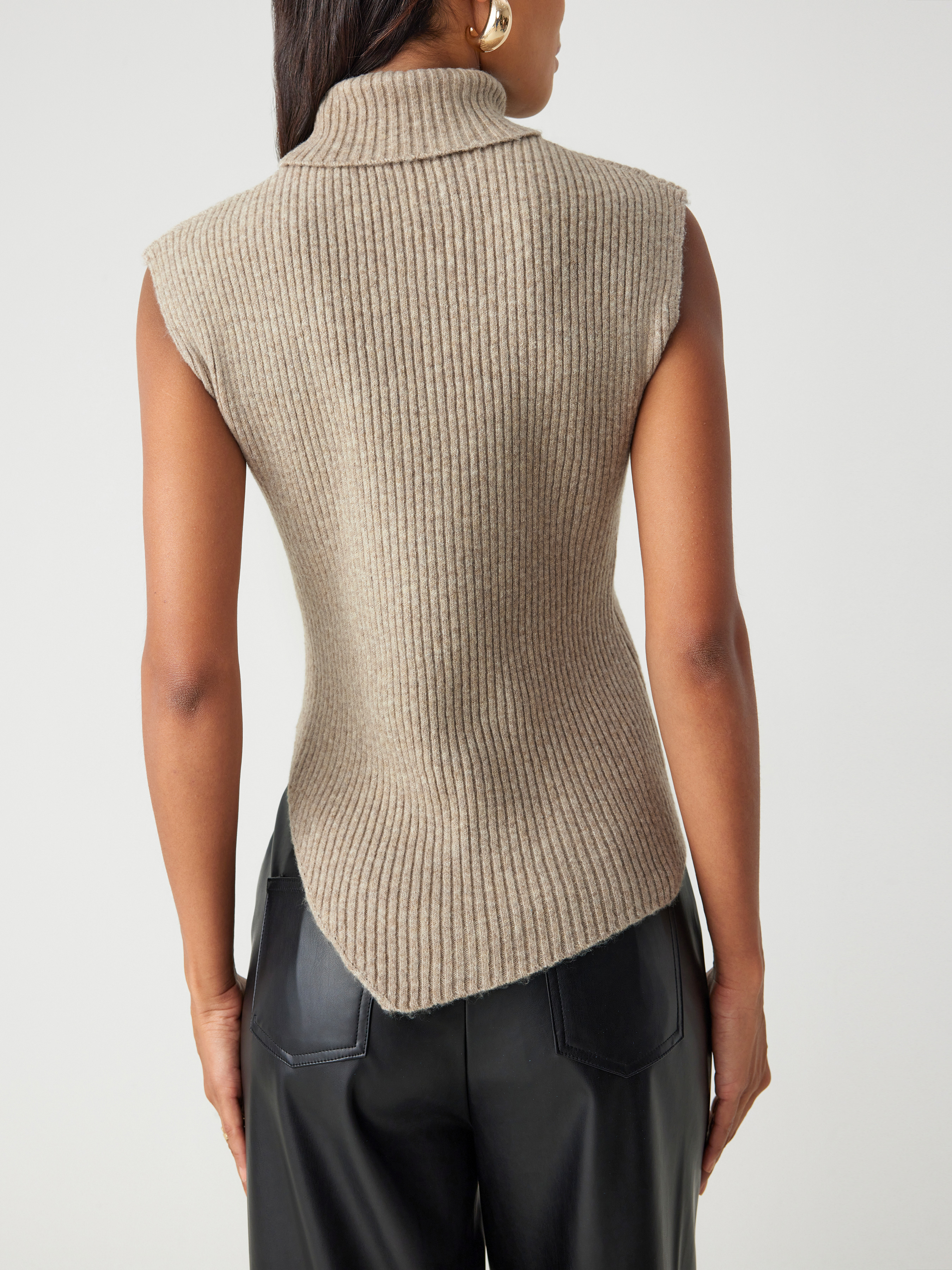 Sweater Vest Knit Fabric Wool-blend Knit High Neck Solid