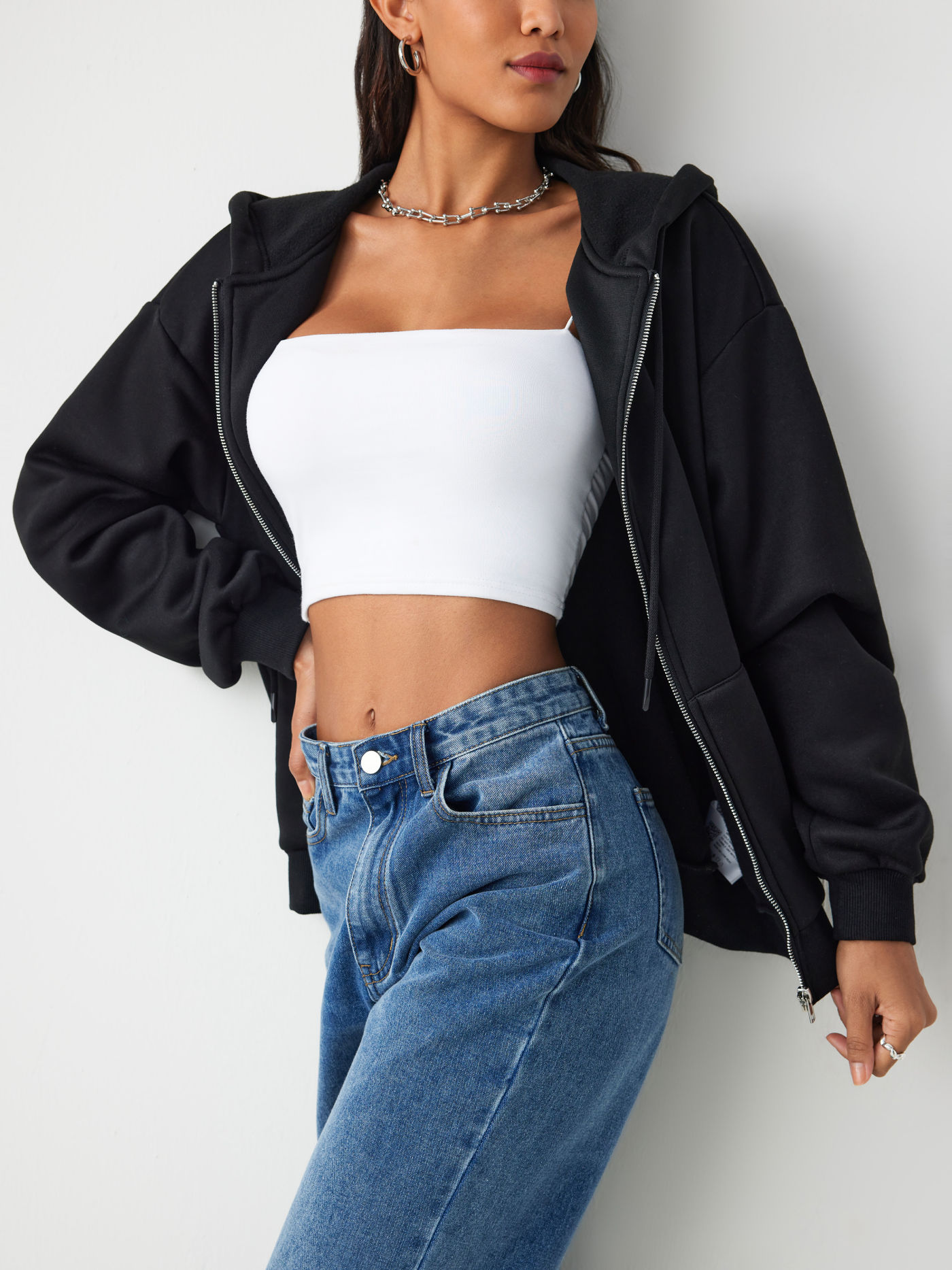Terry Long Sleeve Zipper Hoodie