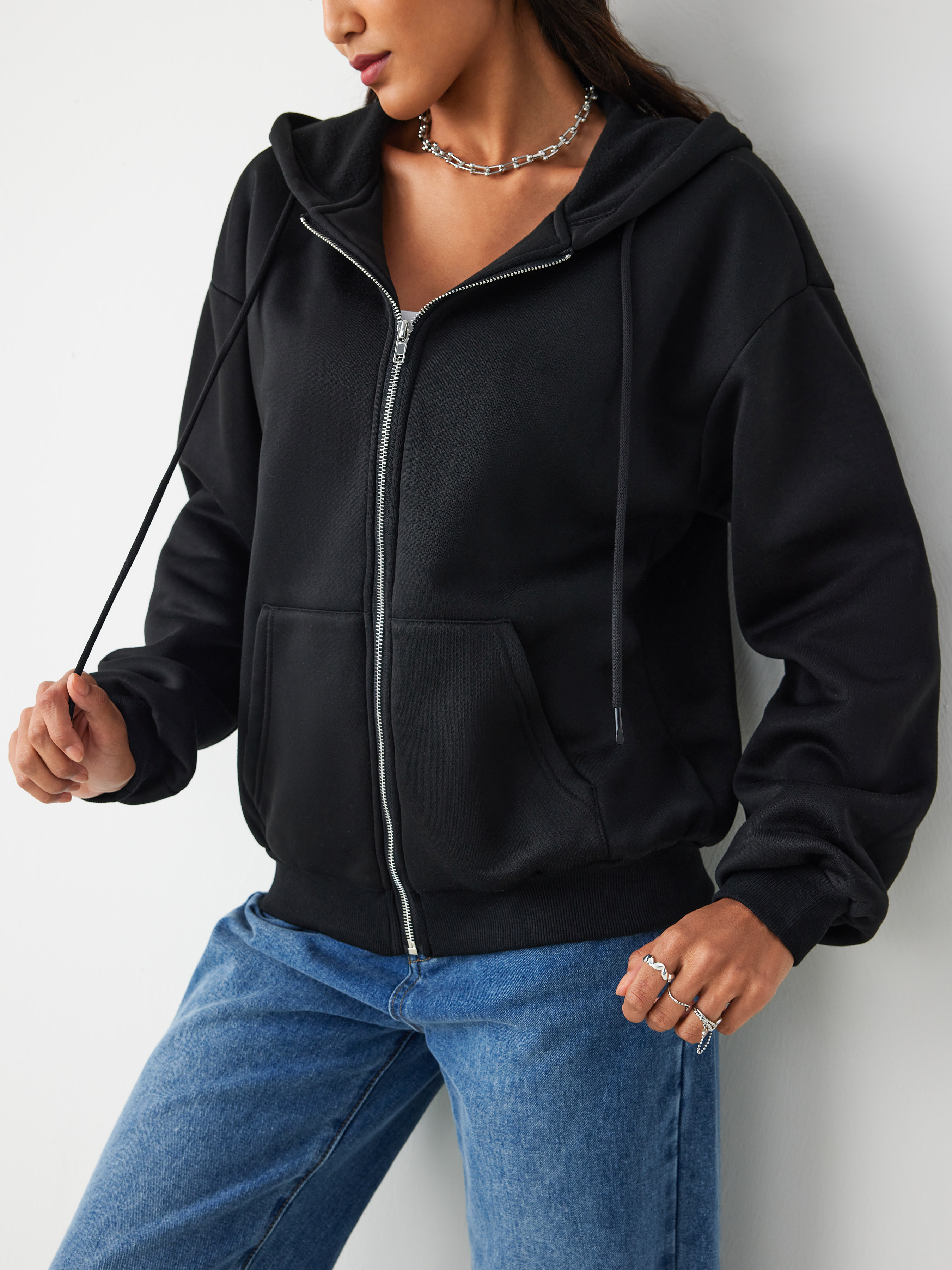 Terry Long Sleeve Zipper Hoodie