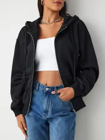 Terry Long Sleeve Zipper Hoodie