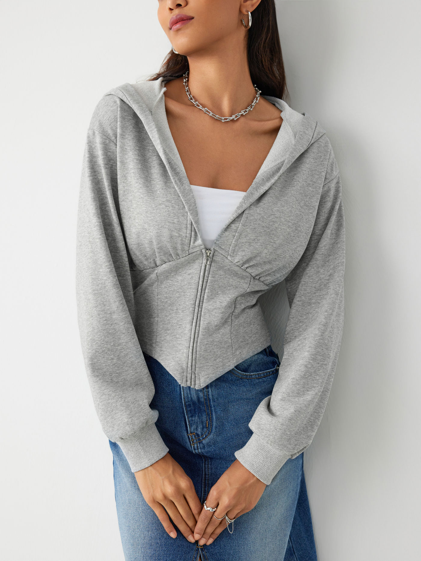 Solid Hooded Corset Hoodie