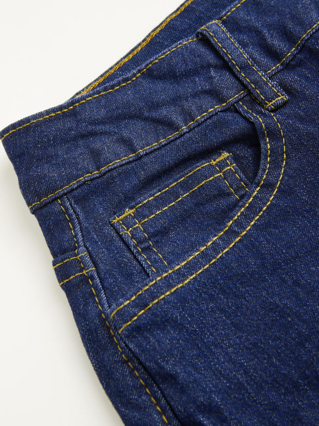  Denim Hohe Taille Solid Tasche Ausgestellte Jeans