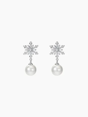 Snowflake Pattern Drop Earrings 