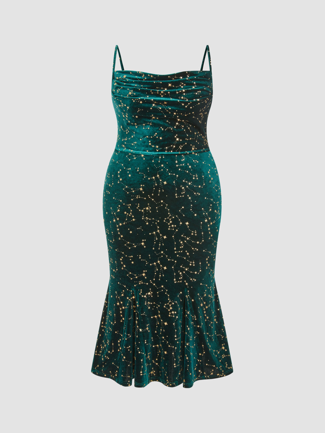 Halter Mermaid Double Straps Velvet Max Dresses Sky Blue Plus Size