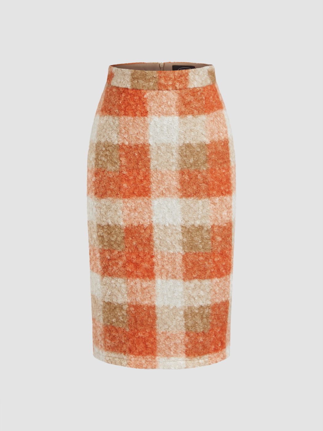 Wool-like Mid Waist Plaid Split Midi Skirt