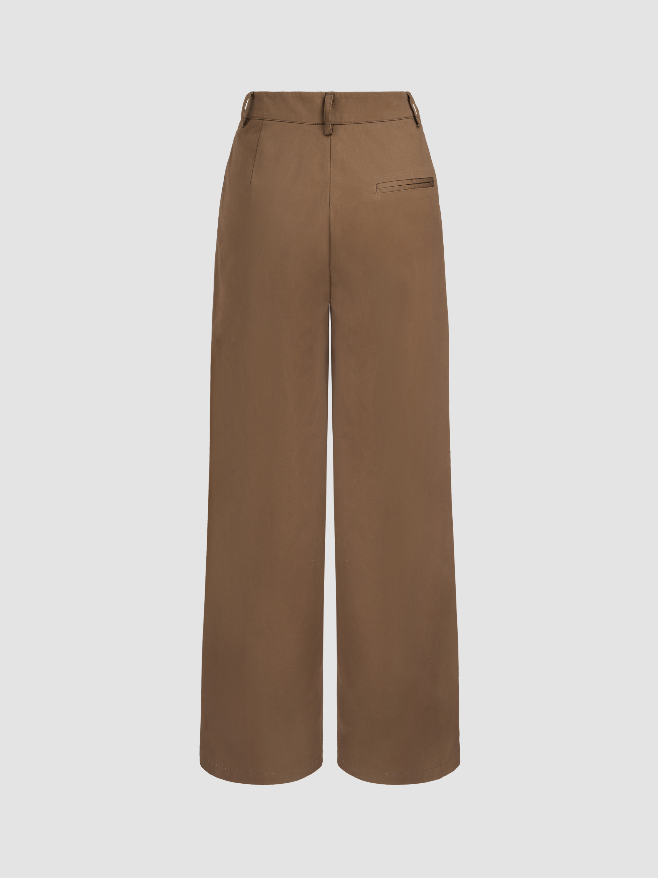  Mittlere Taille Solid Plissierte Weite Hosen