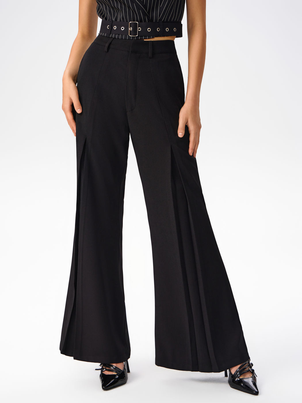  Rippen Mittlere Taille Split Ausgestellte Hosen
