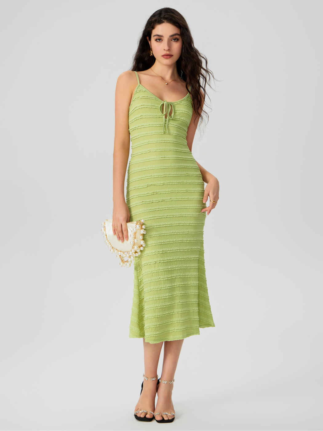 Texture Ruffle Hem Knitted Maxi dress