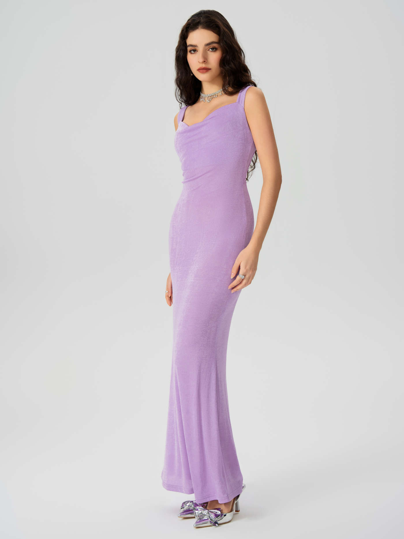 Cocktail Dress Formal Dresses Wedding Guest Dress Summer Dresses Bridesmaid Dress Knit Fabric Solid Cowl Neck Ruffle Maxi Dress For Date Party/Clubbing