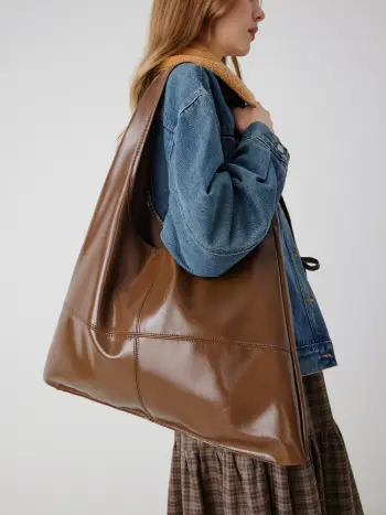Borsa Tote Shopper in ecopelle solida di grande capacità