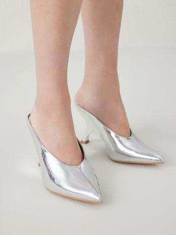 metallic wedge heels