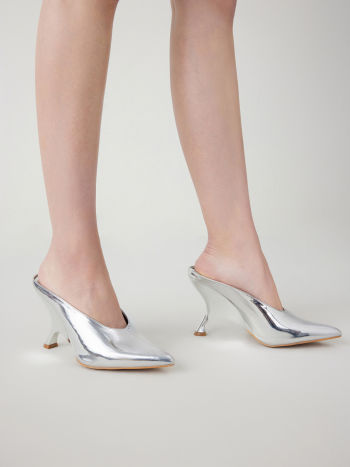 metallic wedge heels