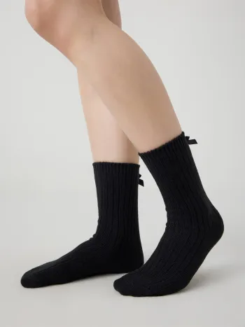 Acrylic Fiber Bowknot Decor Thick Warm Ankle Socks