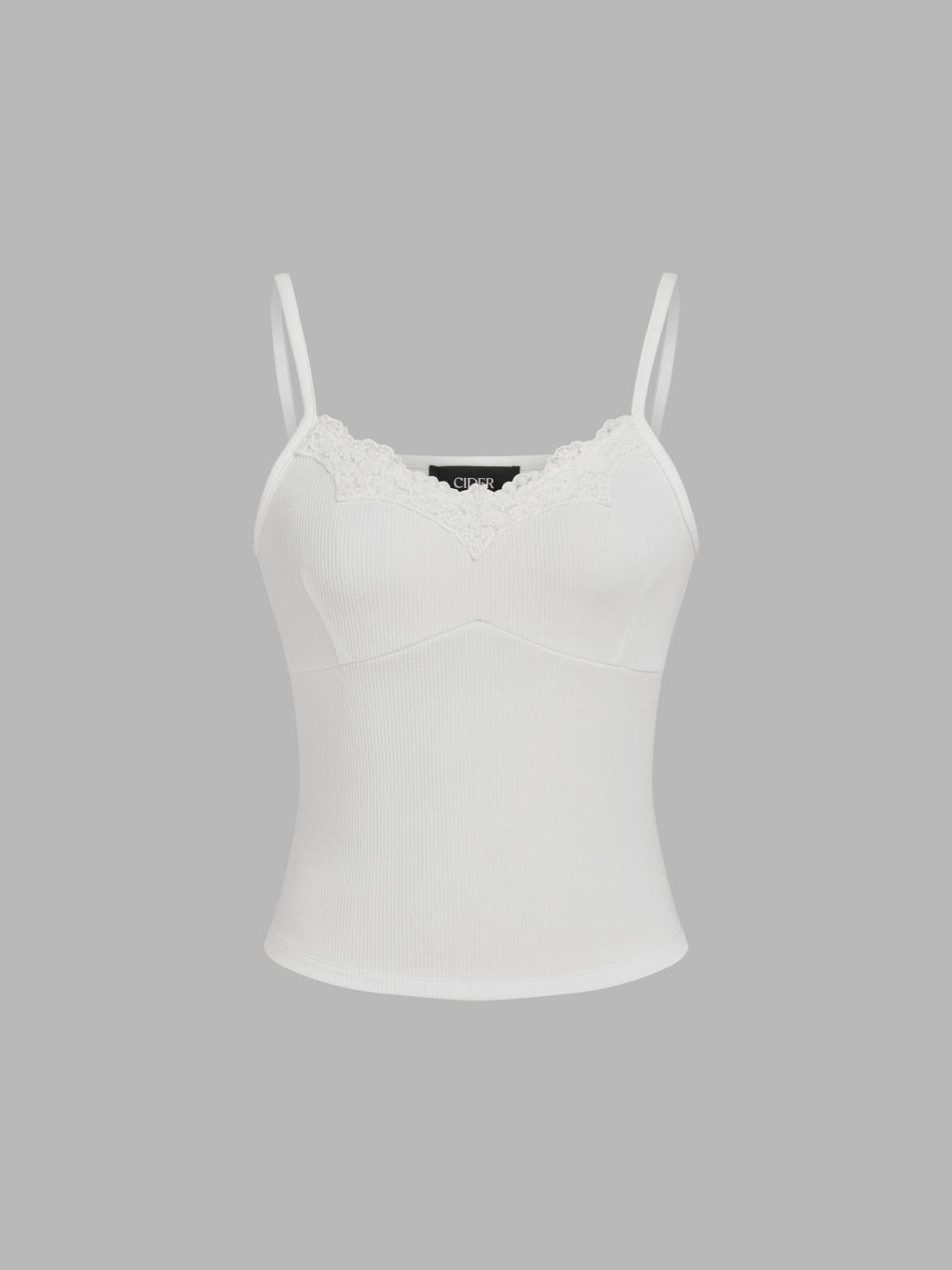  Rippen V-Ausschnitt Spitze Cami Oberteil