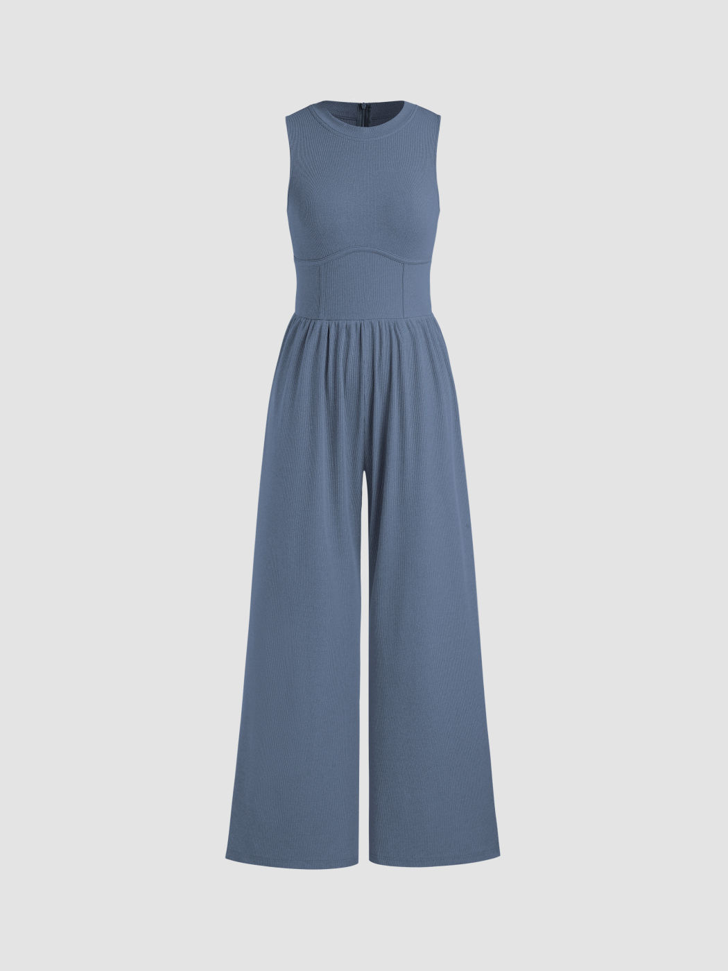 Einfarbiges ärmelloses Overalls mit breiten Beinen