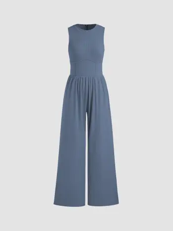 Einfarbigerärmloser Wide-Leg-Overalls