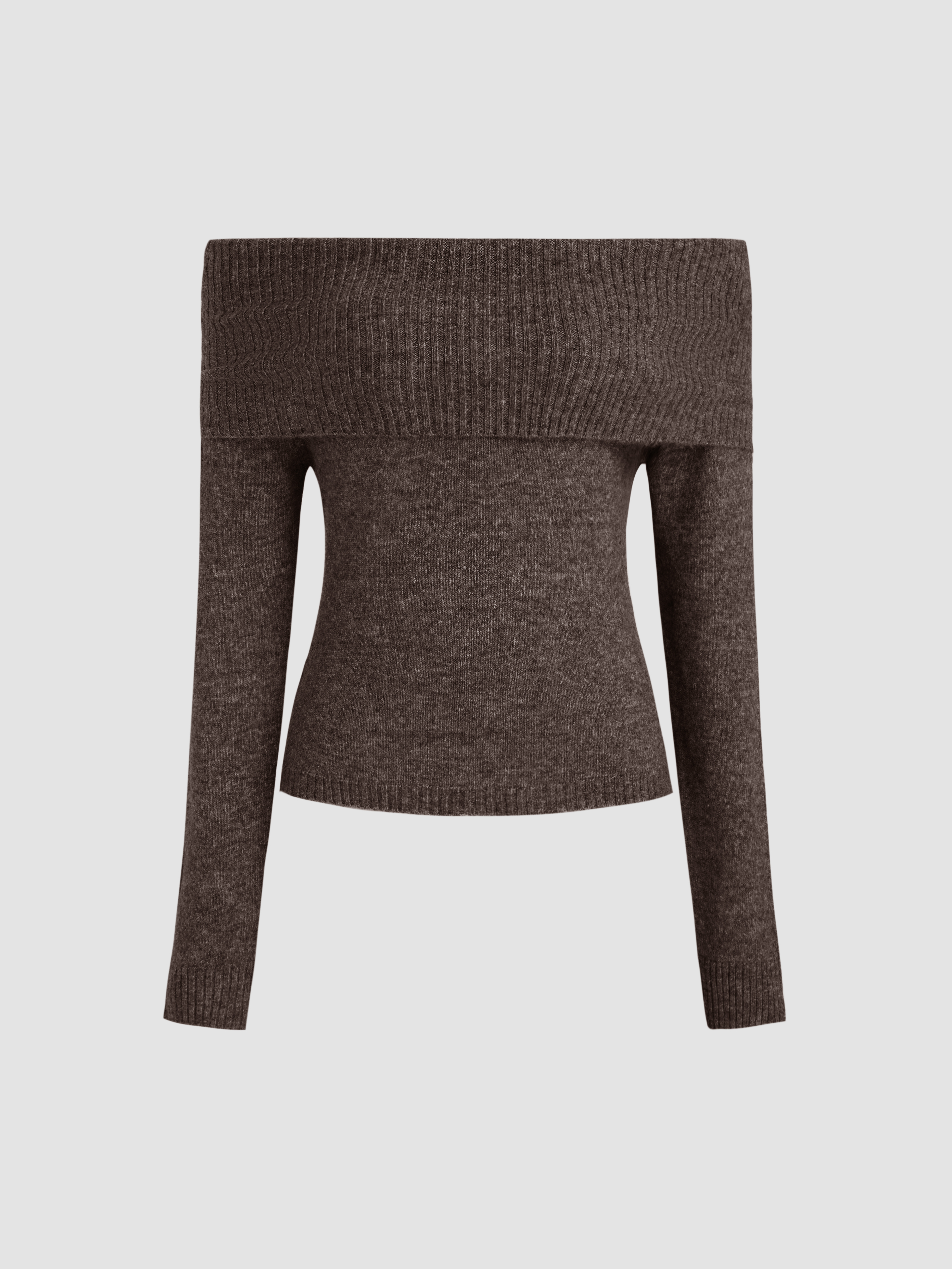 Christmas City Chic Christmas Knit Fabric Off-shoulder Knitted Long Sleeve Top For Daily Casual Date Coffee Shop